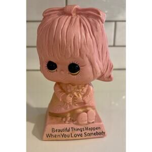 Vintage Russ & Wallace Berrie 1970s Pink Girl Statue Love
